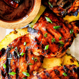 Juicy, smokey, sweet and tangy, Mesquite Pineapple BBQ Chicken smothered in the most wonderful homemade Pineapple BBQ sauce is irresistibly delicious and couldn't be easier! 