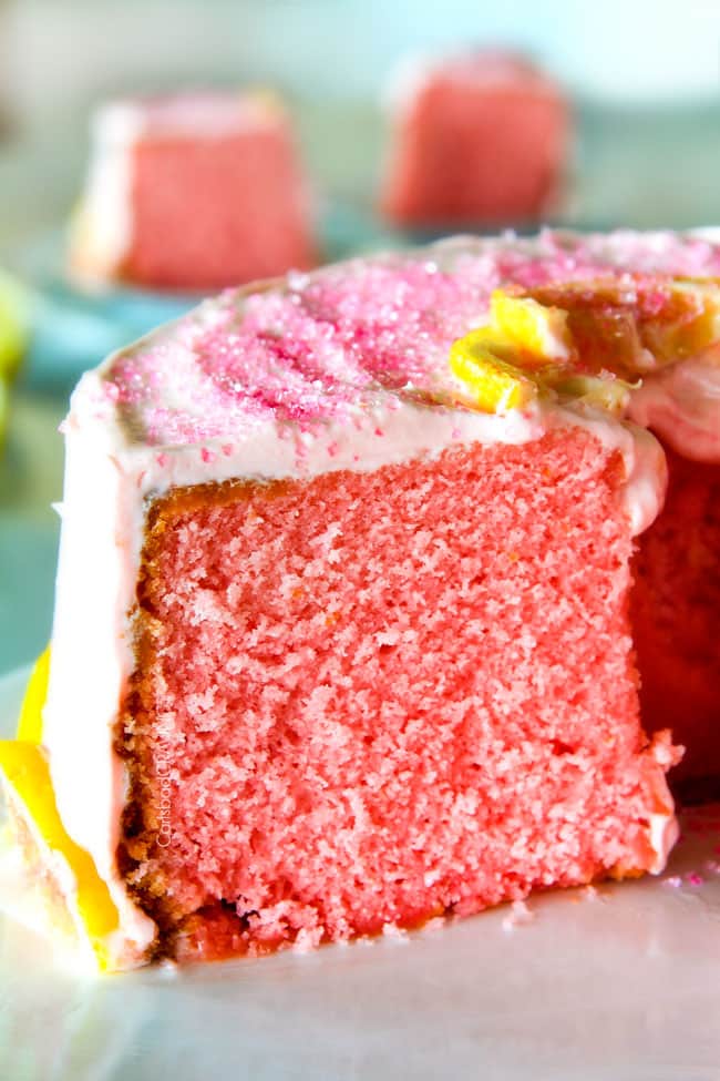 Side view of Pink Lemonade Pound Cake.