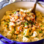 This Creamy Caesar Chicken Tortellini is SO addicting!  My family raved about it for days!   Its  wonderfully cheesy, garlicky, lemony, & perfect with tortellini and juicy chicken!  I will be using the chicken marinade just plain too its so good! 
