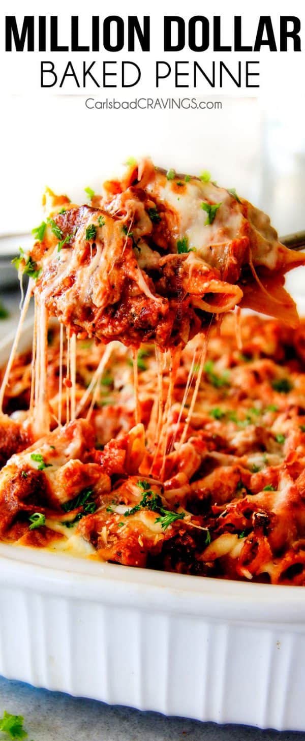 Cheesy Million Dollar Baked Penne (or Baked Ziti) - Carlsbad Cravings