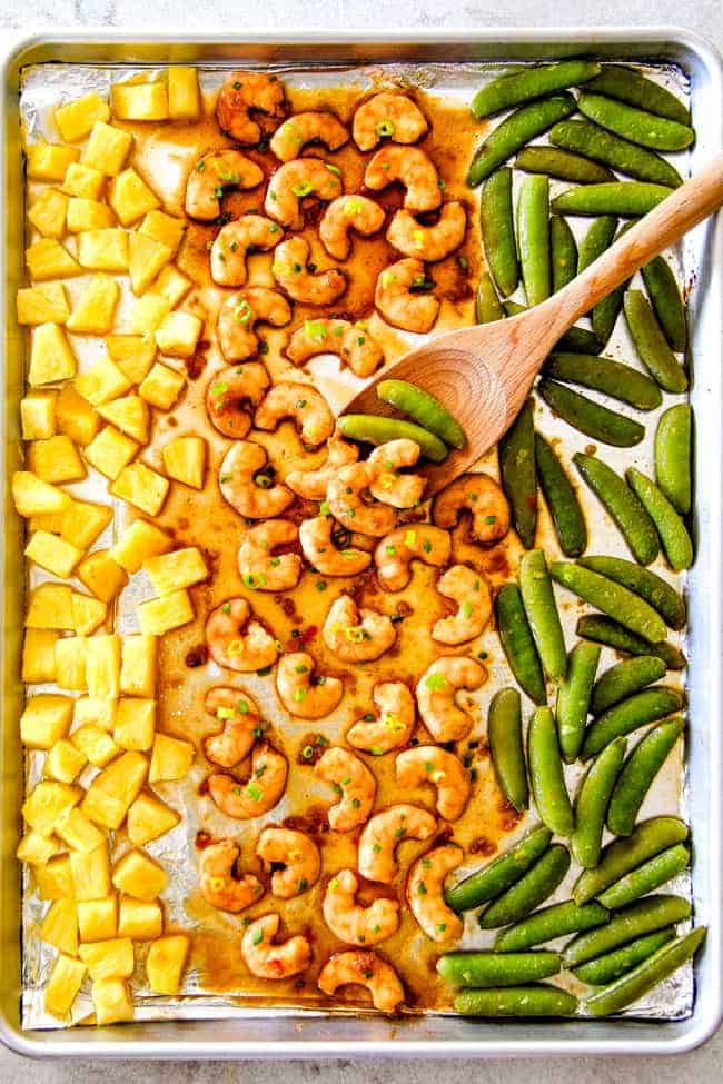 Sheet-Pan Shrimp, Pineapple & Peppers with Rice