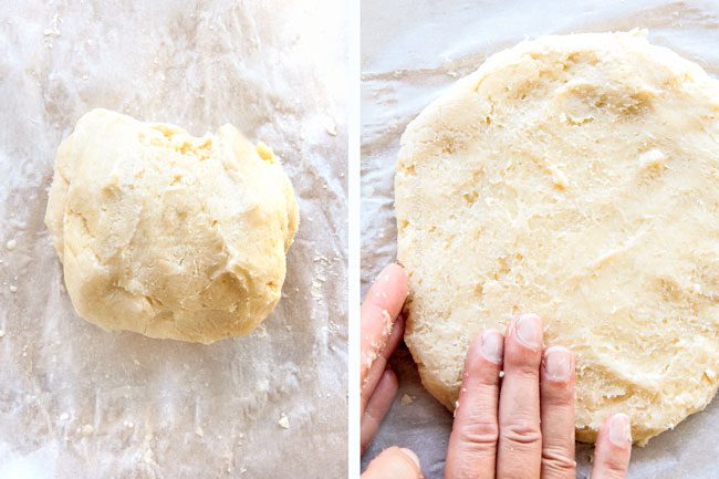 showing how to make pie  crust by rolling dough into a disc