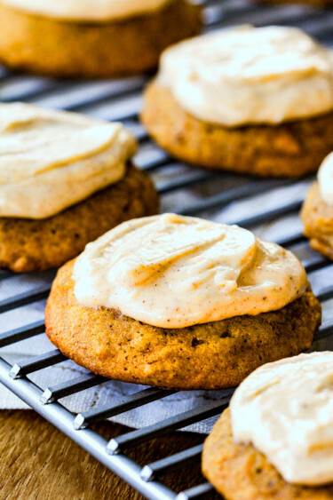 BEST EVER Pumpkin Cookies with Cinnamon Cream Cheese Frosting