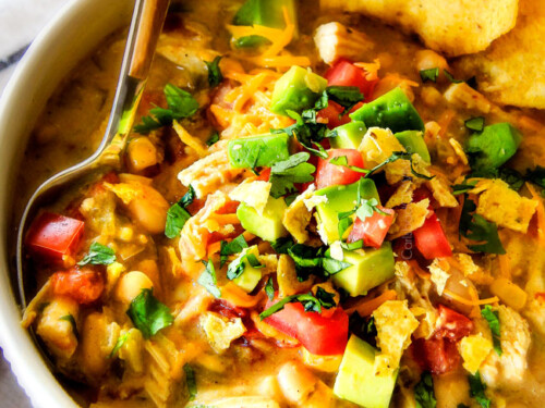 Crockpot White Chicken Chili (Lightened Up!) - Carlsbad Cravings