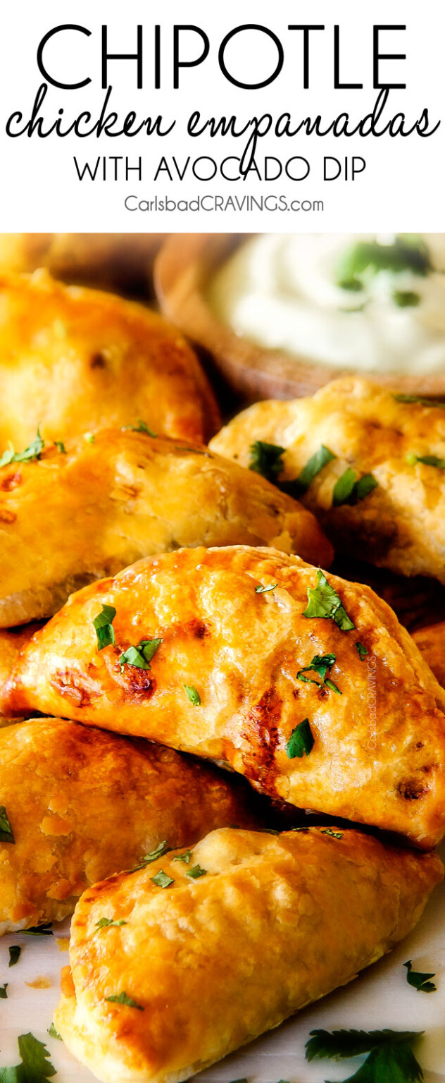 Freezer Friendly CHIPOTLE Chicken Empanadas With Avocado Dip!