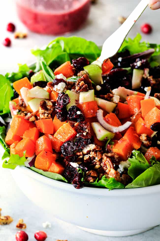 A bowl of Roasted Butternut Squash Salad