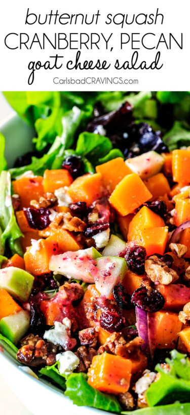 Roasted Butternut Squash Salad with Cranberries, Pecans & Goat Cheese