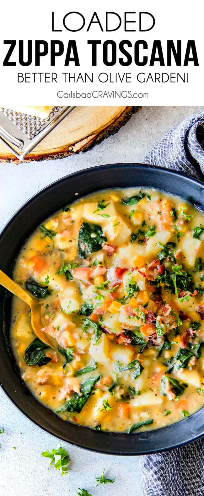 Questa Zuppa Toscana Caricata in una sola pentola è veramente meglio di quella dell'Olive Garden - di gran lunga! È cremosa, confortante, fa degli ottimi avanzi e la mia famiglia la adora!'s - by a long shot! It's creamy, comforting. makes great leftovers and my family LOVES it! 