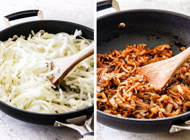  This French Onion Cheese Fondue with rich, deeply caramelized onions and bubbling Gruyere and Smoked Gouda is a party MUST!  Its easy to prepare, crazy delicious and the hit of every party! 