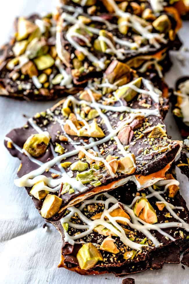 Ridiculously EASY Pistachio Chocolate Pretzel Bark is the best pretzel bark recipe I have ever made - perfect for holiday gifts!  It's easy, stress free, make ahead and everyone looooooves it!