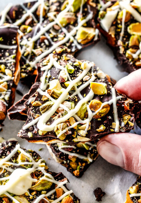 Ridiculously EASY Pistachio Chocolate Pretzel Bark is the best pretzel bark recipe I have ever made - perfect for holiday gifts!  It's easy, stress free, make ahead and everyone looooooves it!