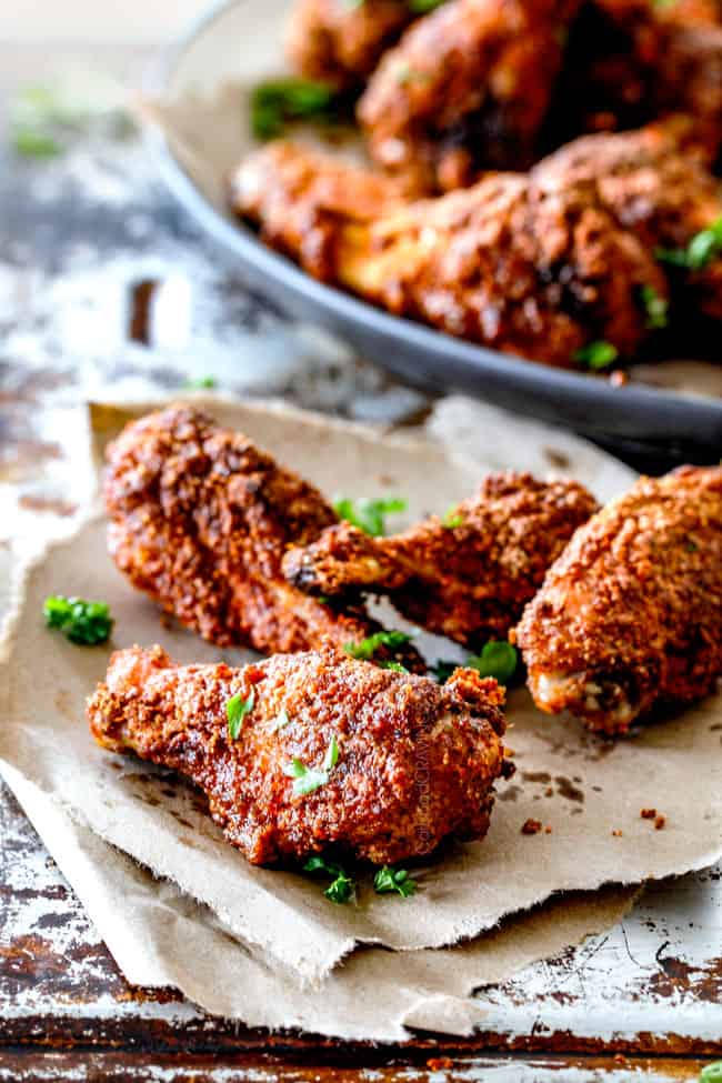 Ancho Baked Chicken Wings with parsley.