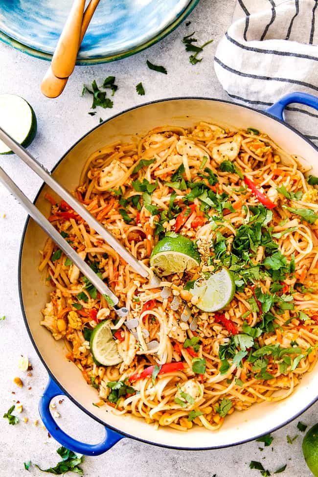 BEST EVER Chicken Pad Thai (Video) with Pantry Friendly Ingredients!