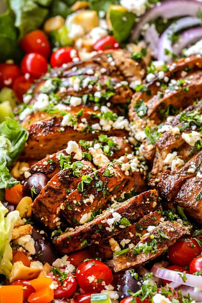 up close of the  Best Greek Chicken Salad