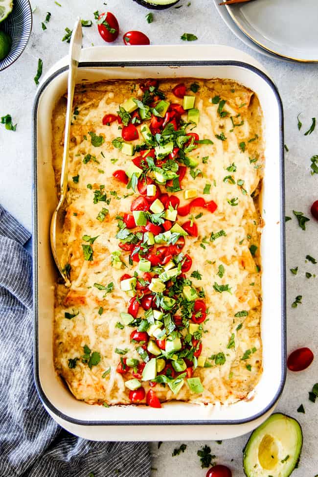 Layered Green Chile Chicken Enchilada Casserole Layered Hatch Green 