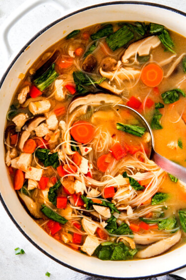 Miso Soup with Chicken, Noodles, & Shiitake Mushrooms - Carlsbad Cravings