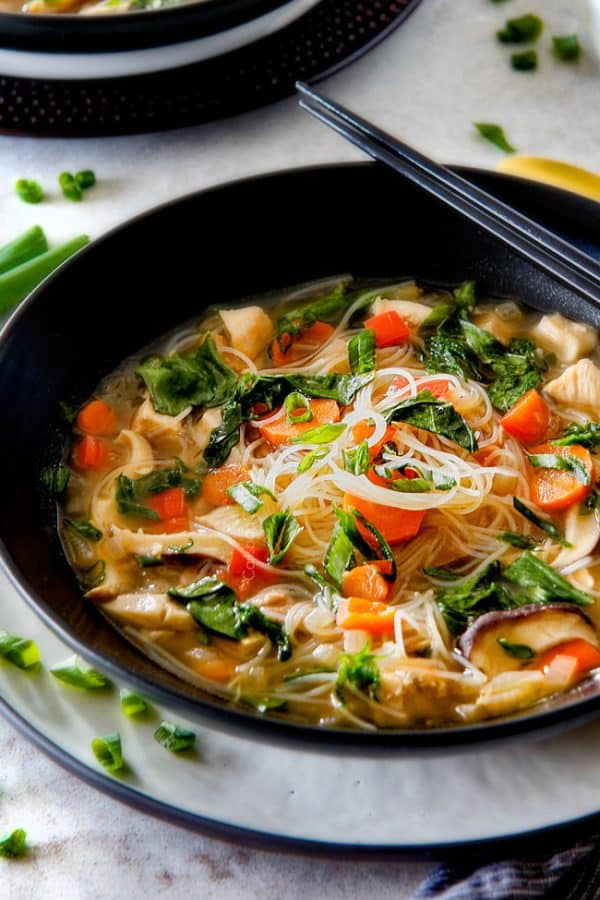 Miso Soup with Chicken, Noodles, & Shiitake Mushrooms - Carlsbad Cravings