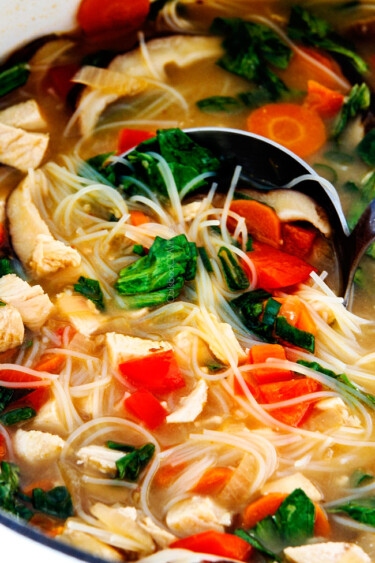 Miso Soup with Chicken, Noodles, & Shiitake Mushrooms - Carlsbad Cravings