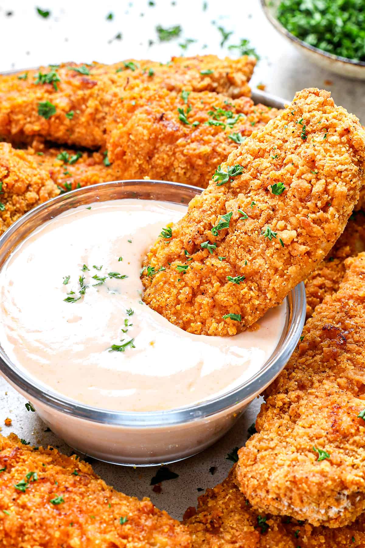 baked breaded chicken breaded with panko, flour and cornmeal