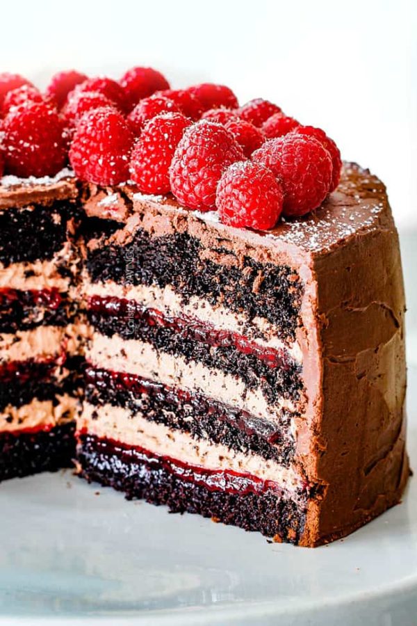 Chocolate Cake With Raspberry Filling And Whipped Cream Frosting Raspberry 