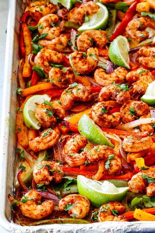 Sheet Pan Shrimp baked in oven with pineapple