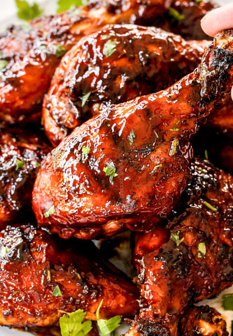 up close of grilled bbq chicken drumstick