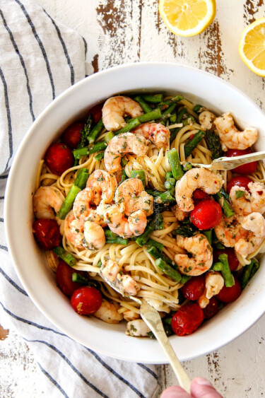 Sheet Pan Shrimp Scampi with Asparagus and Tomatoes