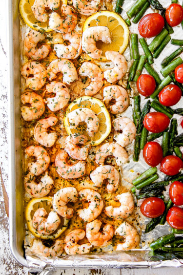 Sheet Pan Shrimp Scampi with Asparagus and Tomatoes