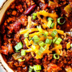 up close top view of the best turkey chili