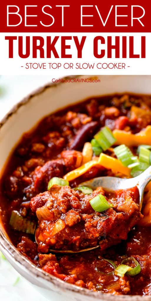 BEST Turkey Chili with a Secret Ingredient! (Stove Top or Crockpt) +VIDEO!
