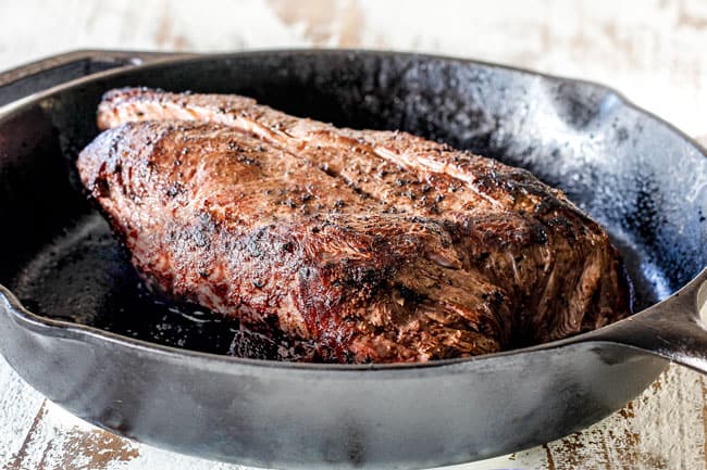 showing how to make Mississippi Pot Roast by searing beef on all sides