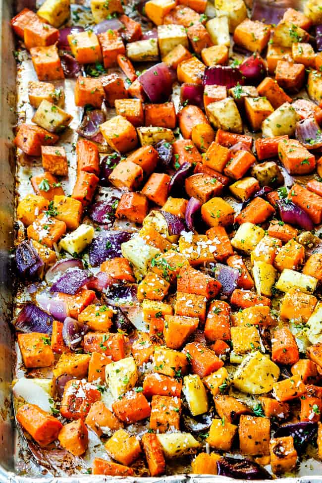 Roasted Root Vegetables (Maple Balsamic & Parmesan) + Video!