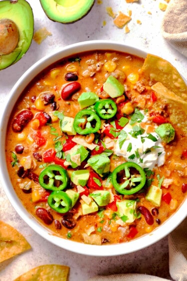 Taco Soup Recipe (with Creamy Taco Soup Variation!) - Carlsbad Cravings