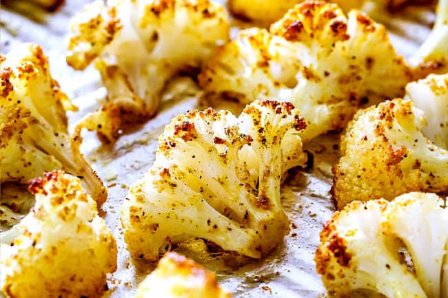 showing how to make healthy cauliflower soup by roasting cauliflower