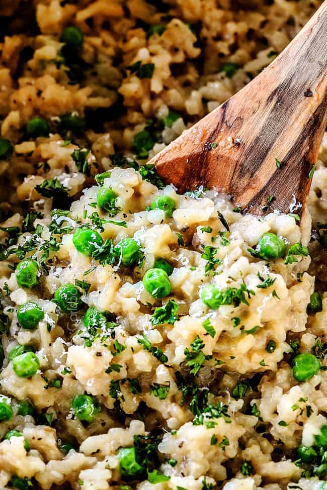 Parmesan Risotto with Peas and Spinach - Carlsbad Cravings