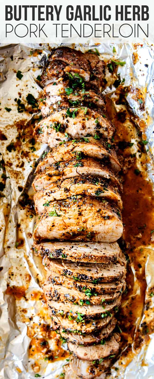 easy pork tenderloin oven sliced on a cutting board