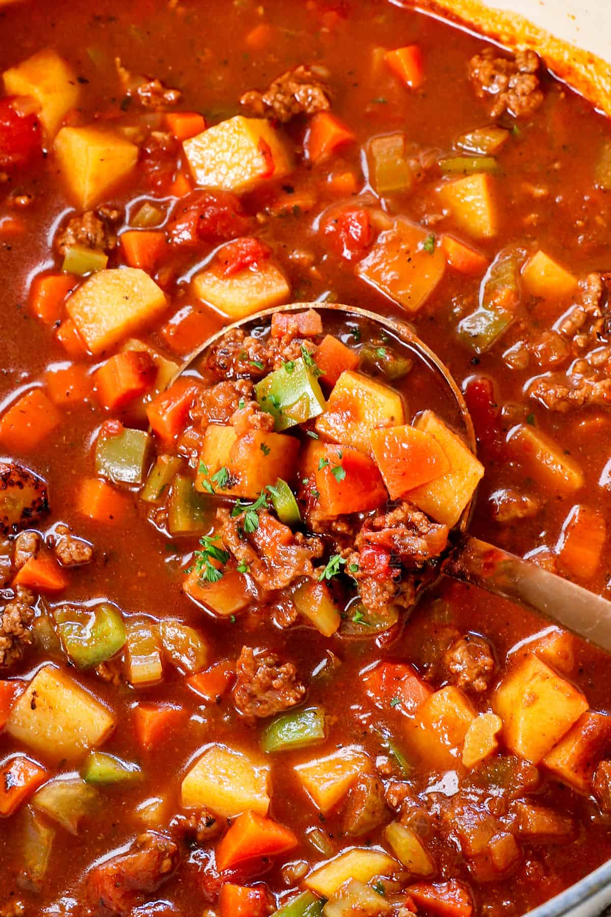 a ladle full of hamburger soup recipe 