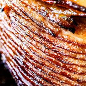 slices of honey baked ham with glaze