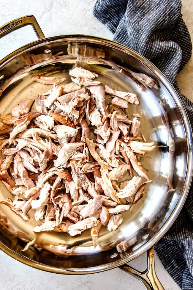 showing how to make Mexican Chicken by adding chicken to a skillet