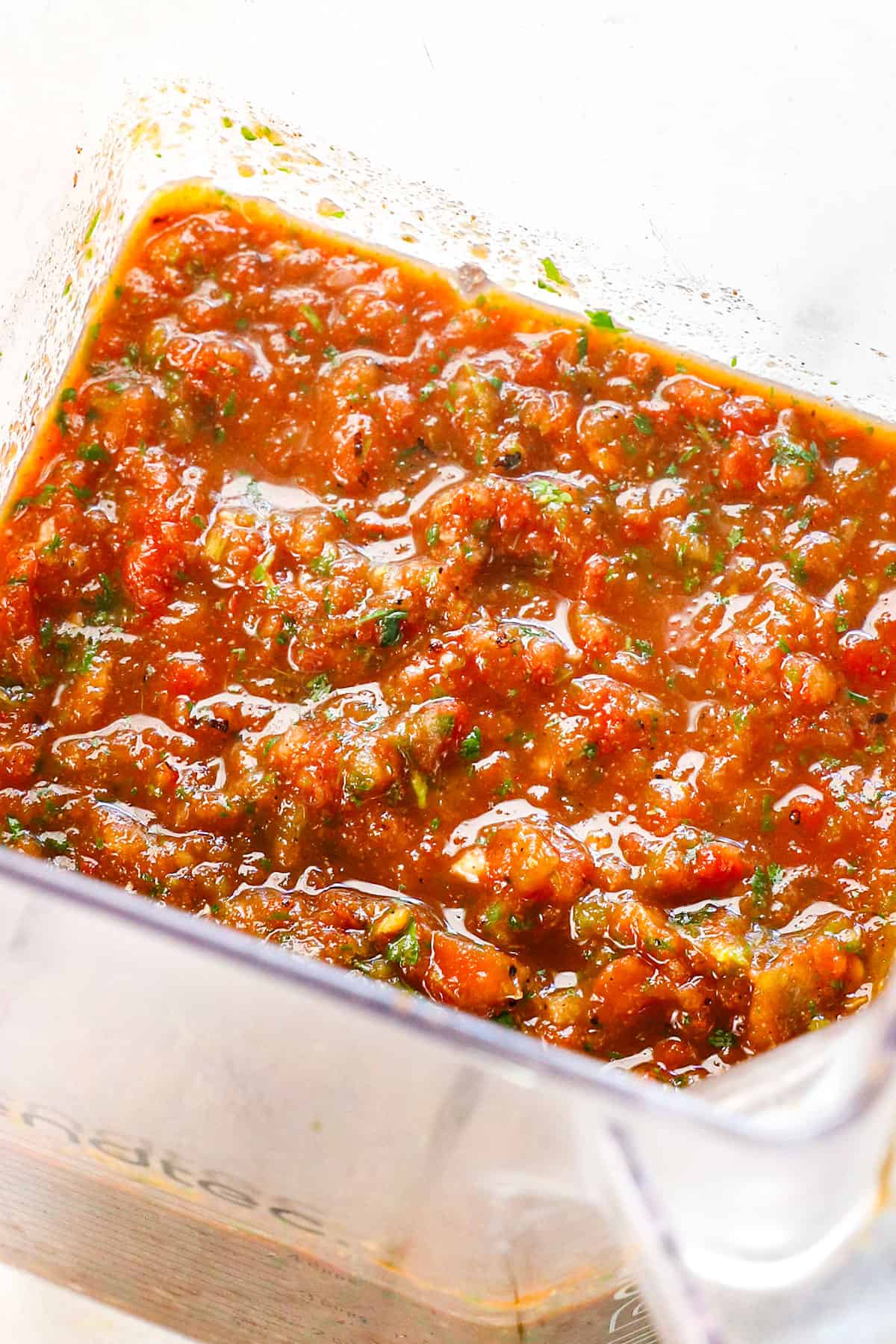 up close of salsa recipe showing the texture