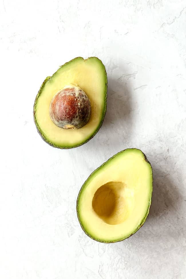 showing how to select rip avocados for avocado crema 