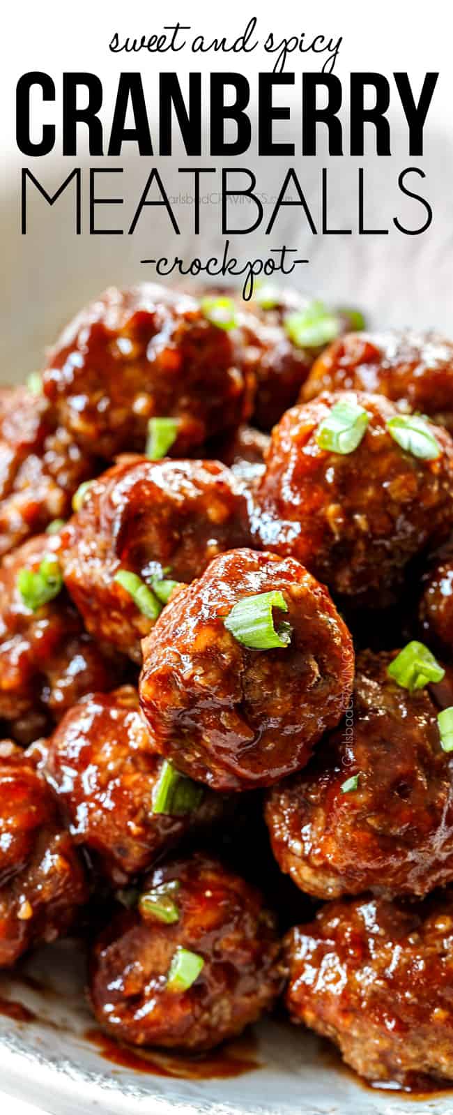 up close of cranberry meatballs recipe in a white bowl