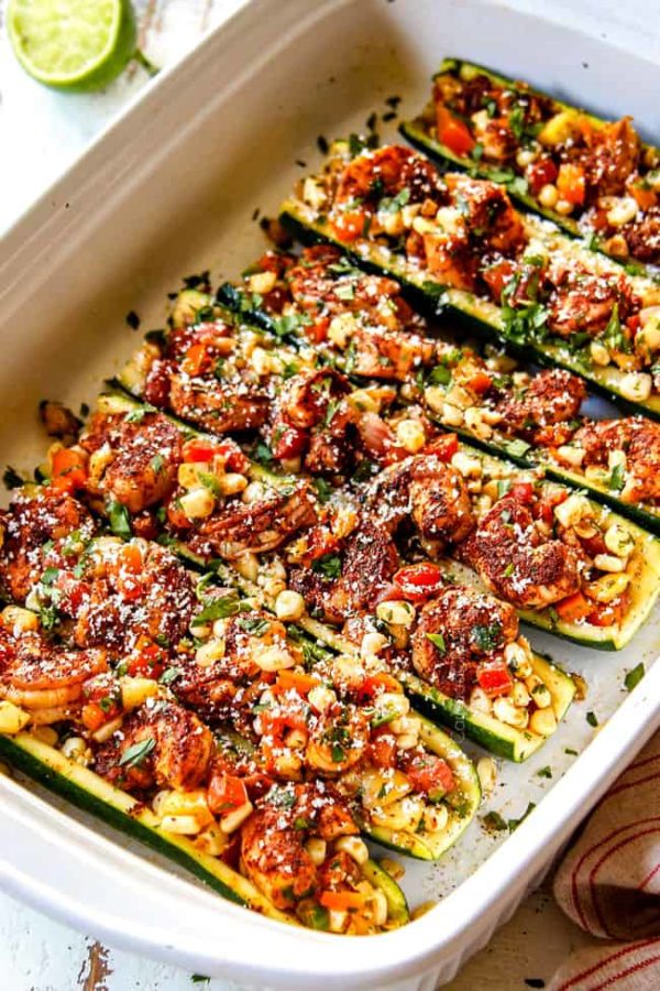 Stuffed Zucchini Boats With Cilantro Lime Shrimp Video Make Ahead Instructions Etc