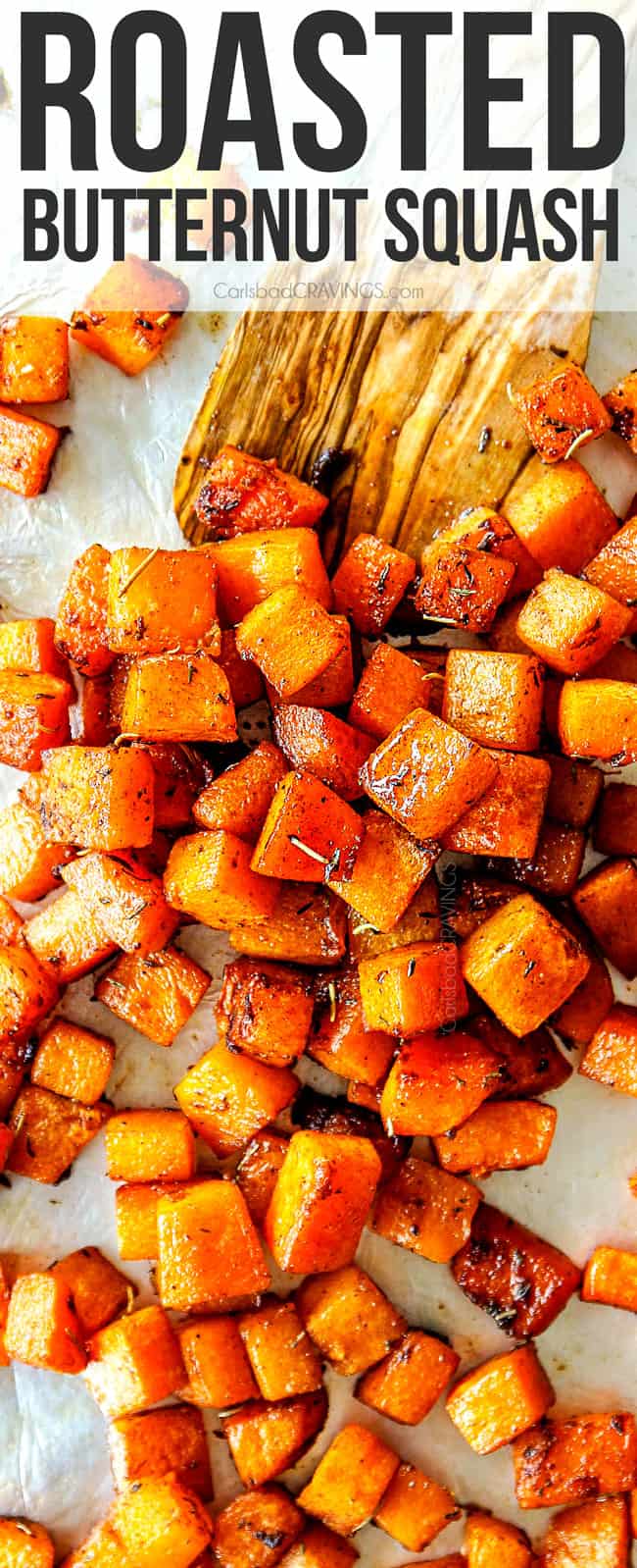 top view of oven roasted butternut squash