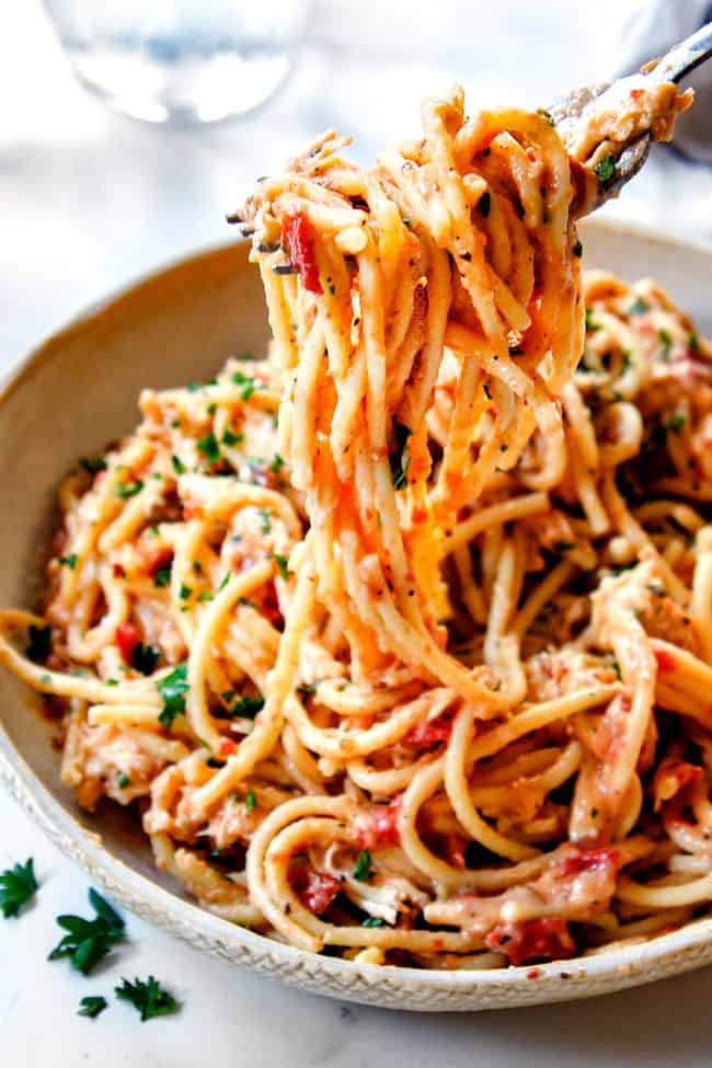 Creamy Chicken Spaghetti (NO creamed soups!) + how to feeze, make ahead ...
