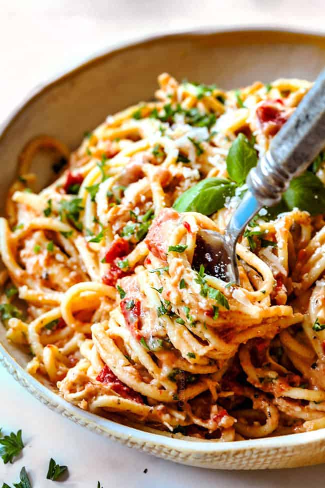 a fork twirling easy chicken spaghetti recipe