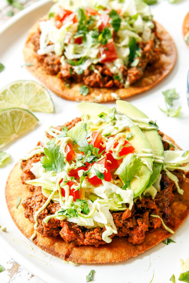 BEST Tostada Recipe (Make ahead & freezer instructions)