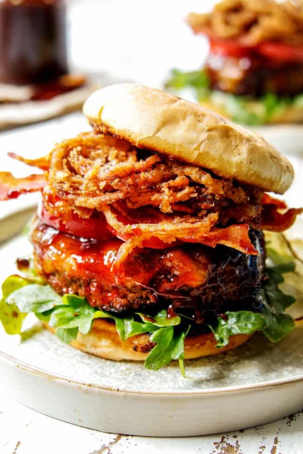 BBQ Burgers with Bacon &amp; Crispy Onion Strings (Make Ahead &amp; Freezer ...