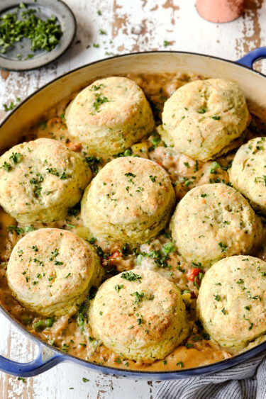 Chicken Pot Pie with the BEST Biscuits! (Make Ahead, Freezer Friendly)