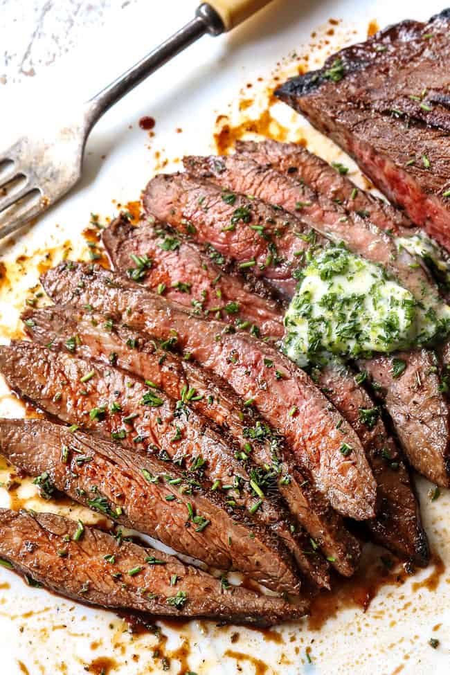 London Broil with Herb Butter (Juicy, tender & flavorful every time!)